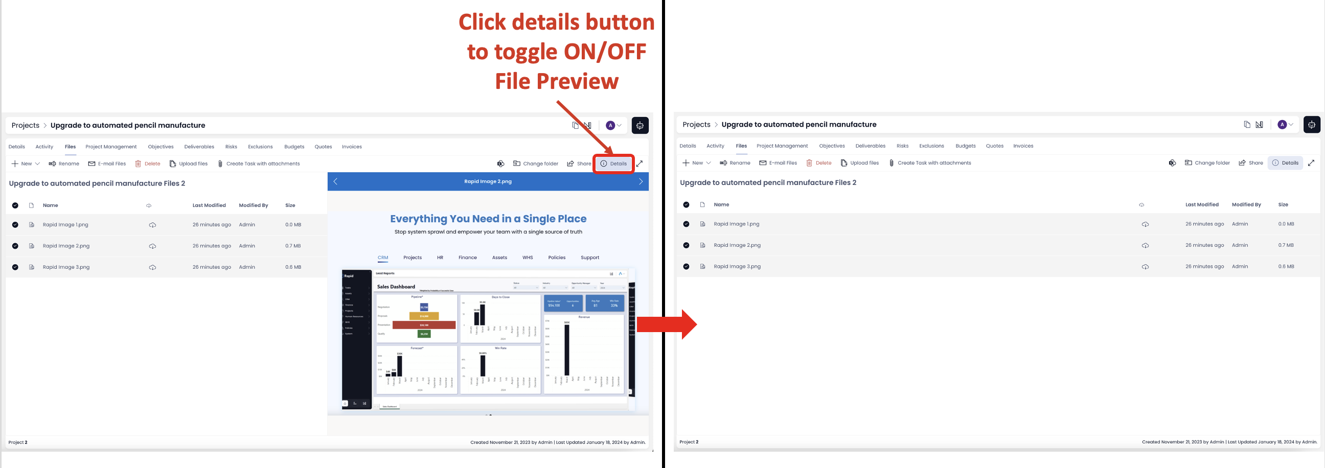 Image showing how to toggle off / on File Preview